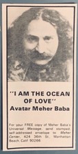 AVATAR MEHER BABA original 1971 PRINT ADVERT Universal Message OCEAN OF LOVE