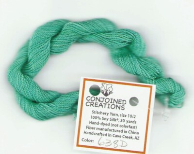 Silk Hand-Dyed Thread 30 Yd Conjoined Creations MD Green 638D Cross Stitch