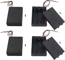 4-Pack 3 AA Battery Holder with Switch - 4.5V ON/OFF Switch Leads and Screws