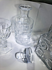 authenticfrench baccarat crystal decanter,3 glasses,ice,tongs set or seperately