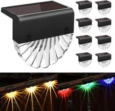 Solar Deck Lights Outdoor - 8 Pack Solar Step Light  Waterproof Fence Lights for