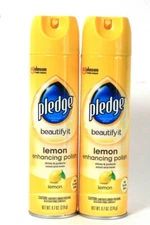 2 Pledge 9.7 Oz Beautify It Lemon Enhancing Shine & Protect Wood Polish Spray