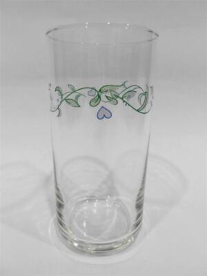 1 Corelle COUNTRY COTTAGE 16-oz GLASS Glassware Cooler Tumbler Hearts Vines