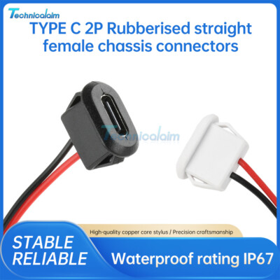 5PCS Type C Female Waterproof 2P Wire Pigtail Cable Extension Power Cable DC30V