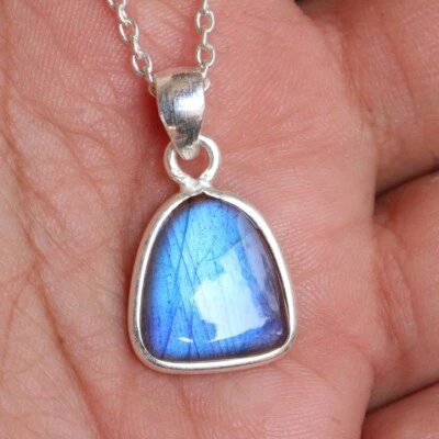 AAA Azul Flash Labradorita Colgante, 925 Plata de Ley, Bonito Colgante, Regalo - Imagen 1 de 4