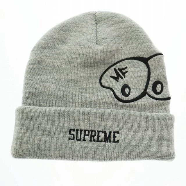 Supreme 23Aw Mf Doom Beanie chapeau tricoté gris marque vêtements vintage utilisation vectorielle