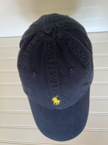 Polo Ralph Lauren Hat StrapBack Navy Blue Yellow Pony Hat Cap - Picture 5 of 6