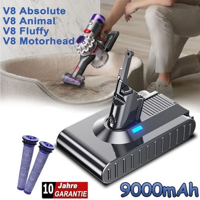 9.0Ah Akku + 2x Pre Filter Für Dyson V8 SV10 Fluffy Absolute Animal Staubsauger