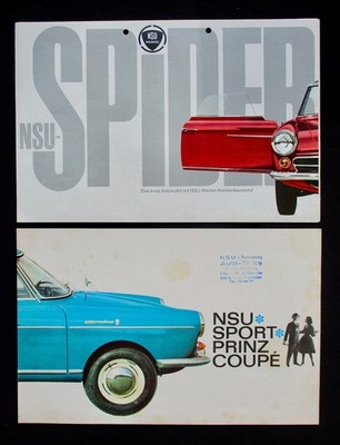 2X NSU SPORT PRINZ WANKEL SPIDER ROTARY ENGINE PROSPEKT DEUTSCH   brochure 1069
