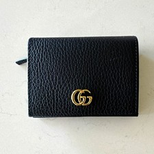 Gucci Black Logo Marmont Pebble Folding Walle...