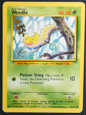 Weedle Normal Common #069/102 Base Set LP