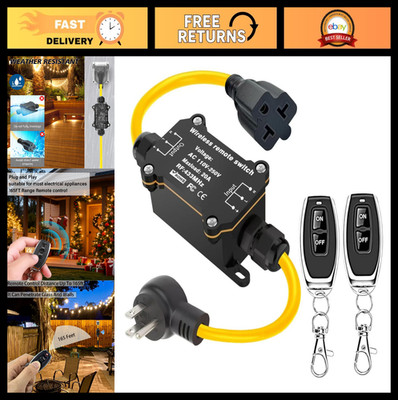 Waterproof Remote Control Power Switch 20A, AC 110-250V, IP67, 2 Remotes, 165Ft