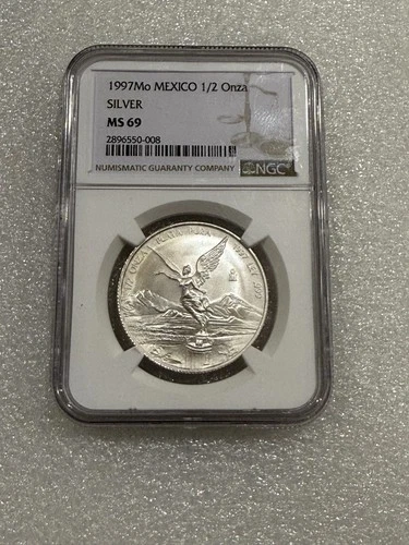 1997 MEXICO SILVER LIBERTAD 1/2 ONZA NGC MS 69 RARE HIGH GRADE GEM