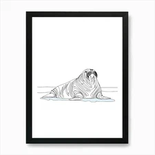 Seal Line Art Art Print Framed Wall Art Poster Canvas Print Picture