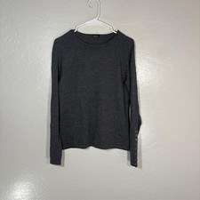 J McLaughlin Sweater Womens Small Gray Button Cuff Crewneck Pullover Knit