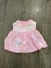 Vintage Baby Pink Lace Trim Dress Embroidered, Bear flowers polka dot 18M