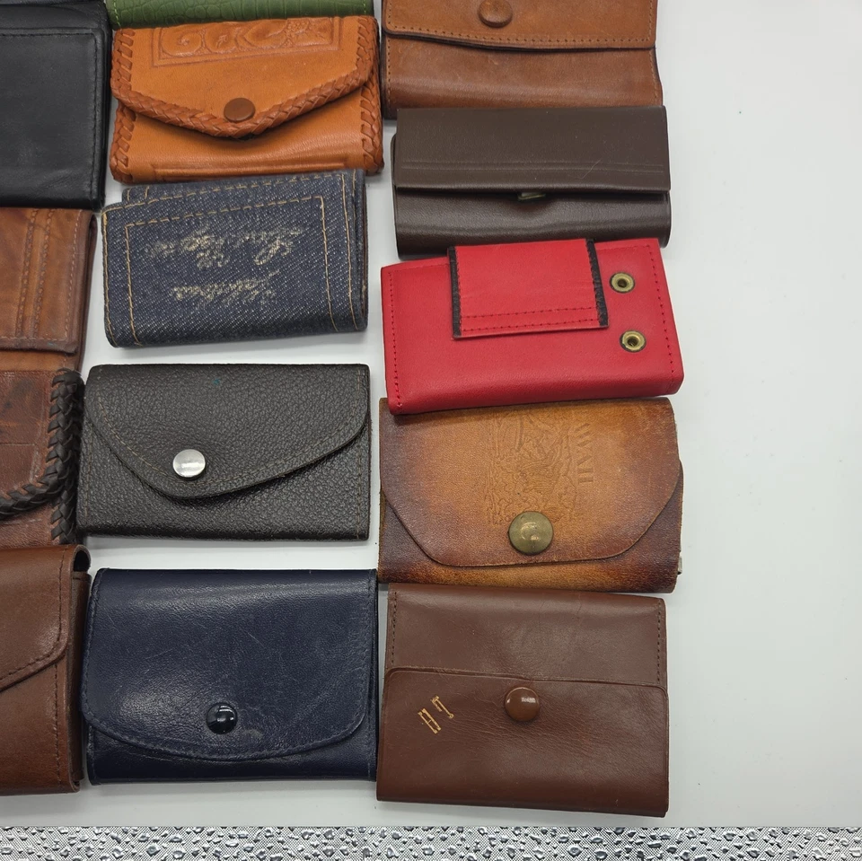 лот из 16, винтажный бумажник держатели ключей, мешочек коричневый синий зеленый черный красный - Изображение 4 из 4