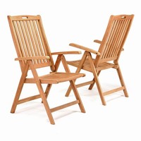 Divero 2Er Set Gartenstuhl Hochlehne Klappstuhl Teakstuhl Mit Armlehne Teakholz