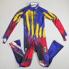 Louis Garneau Skiing Racing Suit Unitard Retro Vintage Color Splash Blast Read