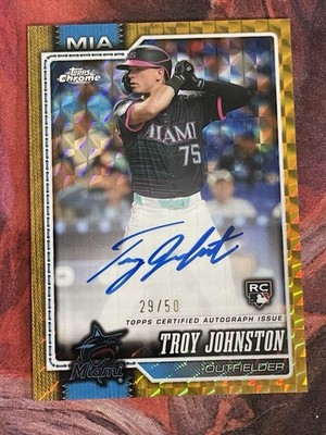 Topps Chrome 2026 Troy Johnston Marlins Rookie Gold Geometric Auto RA-TJO /50 🔥