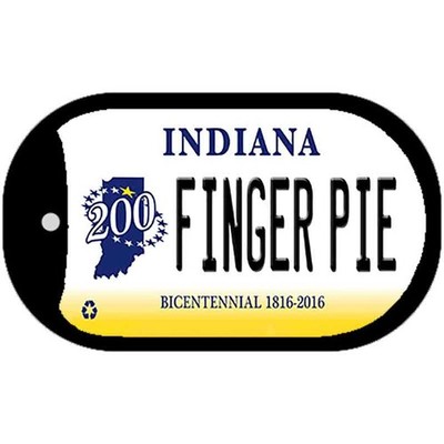 Indiana Finger Pie Novelty Metal Dog Tag Necklace 2'' x 1''