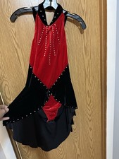 Art stone Dance Costume Elegant Red/black With Diamond Accents. See Measurements