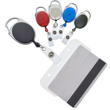 2 Pack - Swipe Badge Holders Half Card with Retractable Reel by Specialist ID