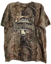Cabelas T-Shirt Realtree Camouflage Size 1XL Hazelwood Missouri