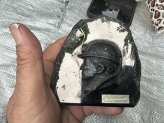 Vintage Anthrocite Coal Carved Miner Paperweight Pennsylvania No Reserve