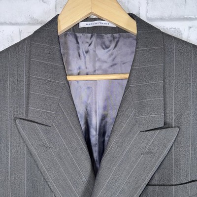 Yves Saint Laurent Gray Pinstriped Wool Double Breasted Sport Coat