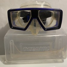 OCEANIC GOGGLES DIVE BLUE SCUBA TEMPERED GLASS With Case Extra Strap