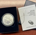 2018 W  American Silver Eagle  Coin  Uncirculated  Burnished  with OGP