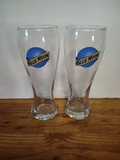 Pair Of Blue Moon Beer Glasses EUC