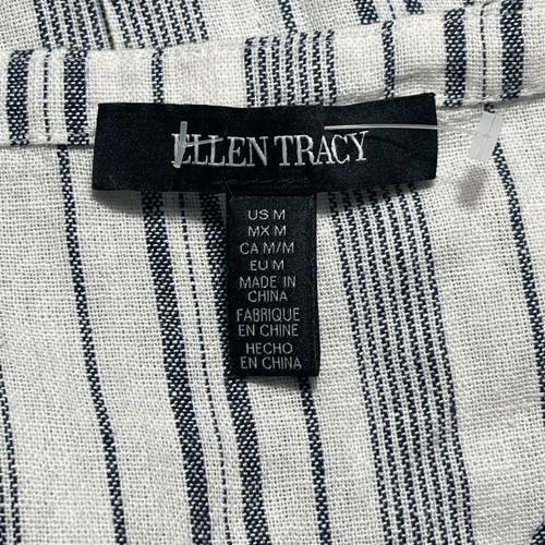 Ellen Tracy White Blue Striped Linen Sleeveless Tunic Top Coastal Sustainable M - Picture 8 of 8