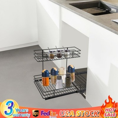 2Tier Pull Out Pantry Cabinet Under Sink Organizer Kitchen Bathroom Storage Rack
