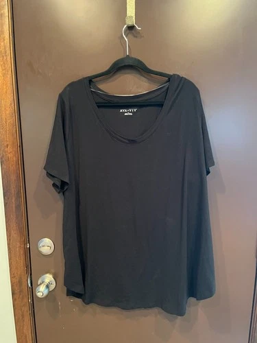 Ava & Viv Shirt Women's 2x 20/22 Black Short Sleeves NWT