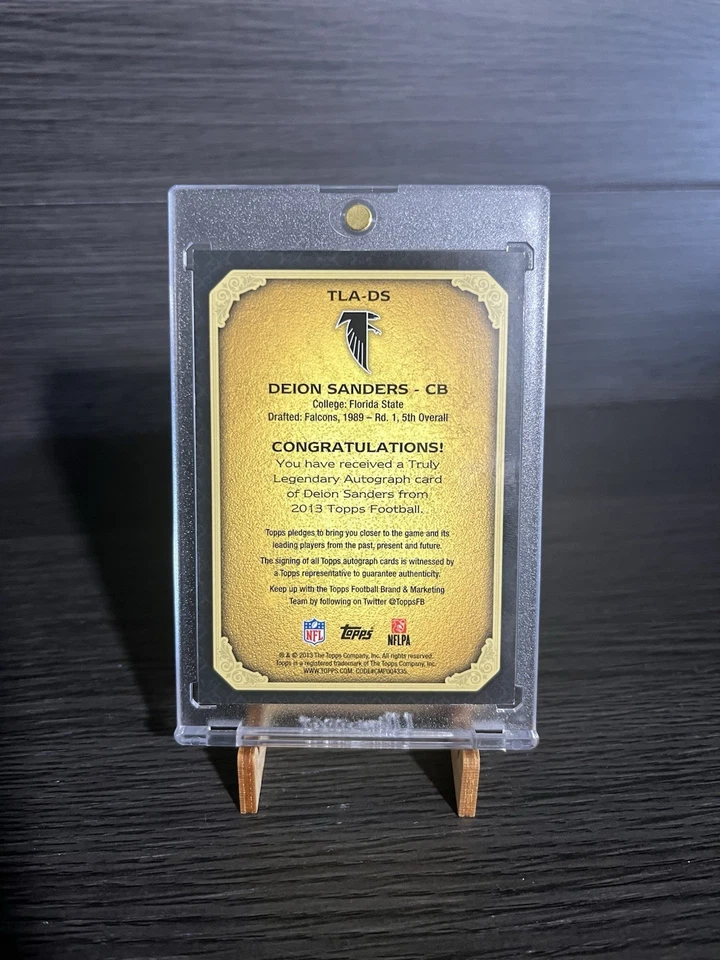 Camiseta Topps Truly Legendary Deion Sanders 2013 numerada automática 21/30 1/1 negra Foto 2 de 2