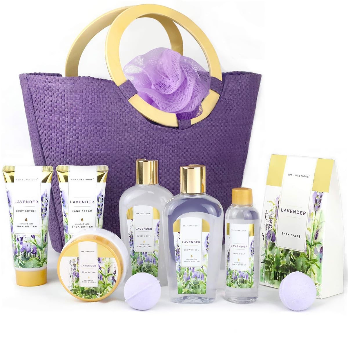 Pamper Gifts for Women-Spa Luxetique Spa Gift Set 10pcs Lavender Relaxing Bath