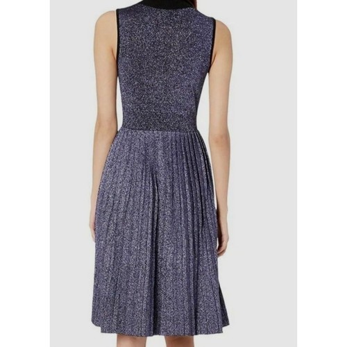Kate Spade Women's Purple Mock-Neck Metallic Pleated Wool Sweater Dress Size M - Picture 3 of 8
