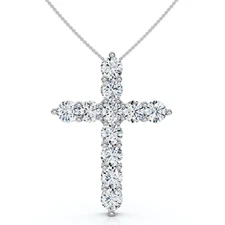2Ct TW Diamond Cross Women's Necklace 14k Gold Lab Grown 1" Tall