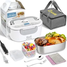 Electric Lunch Box Food Heater Warmer 60-80 W 2 in 1 Portable Lunch Box for C...