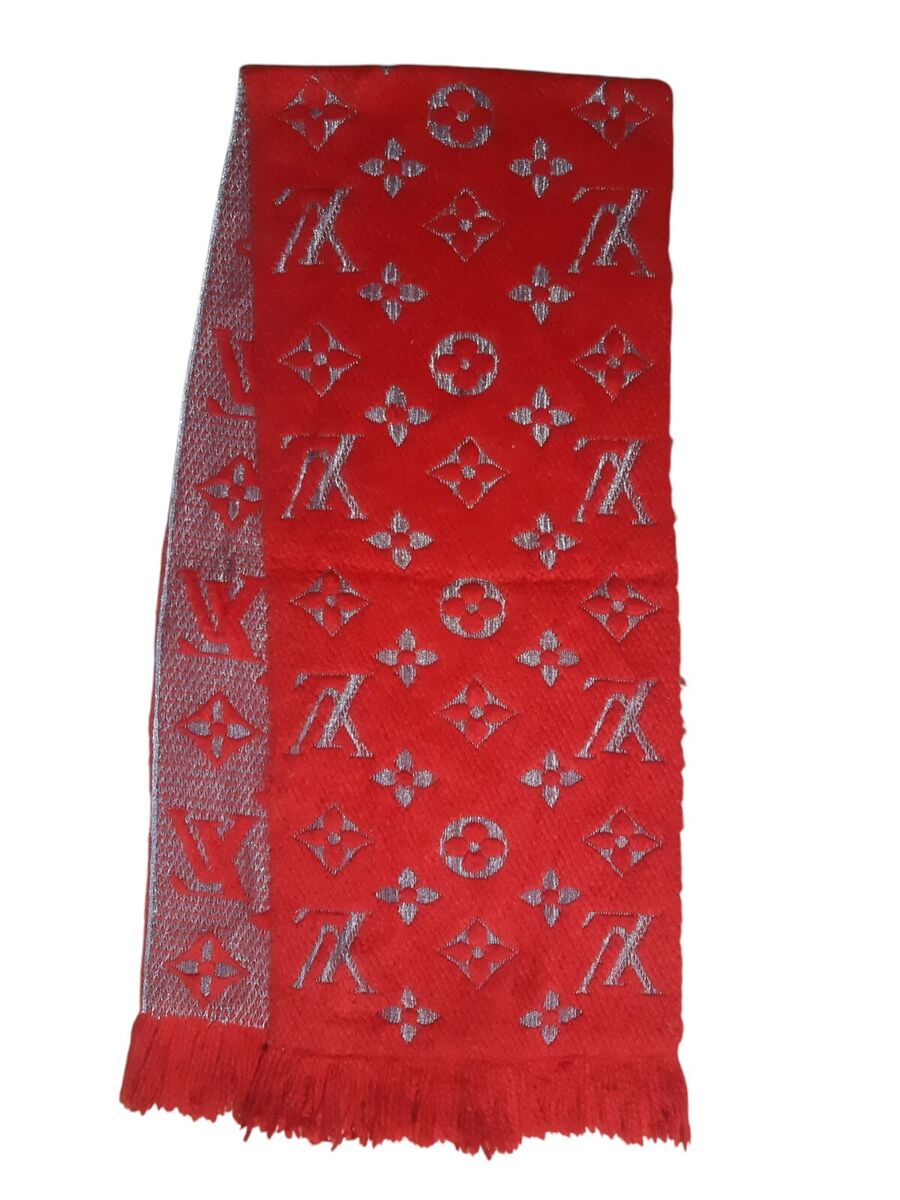 Red - Tudour Floral Scarf - Merino Wool Red - Tudour Floral Scarf - Merino Wool
