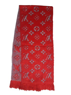【最終処分SALE】LOUIS VUITTON スカーフ レッド A-8803 Louis Vuitton Red/Silk Logomania Scarf In Wool | eBay