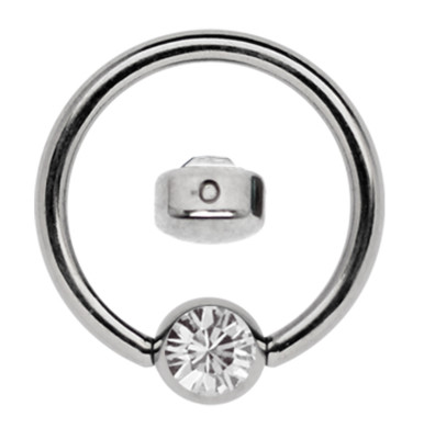Titan Lippen Septum Ohr Piercing BCR Ring 1,2mm mit flacher 4mm Kristall Platte