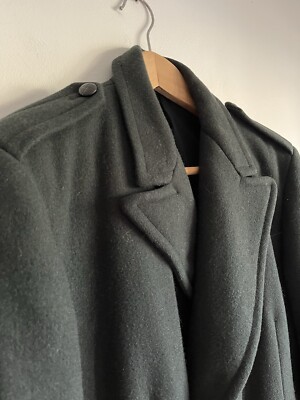 ジャケット・アウター Vintage Double Breasted Wool Long Coat Vintage 1969 Josef Freed Wool Green Service Double Breasted
