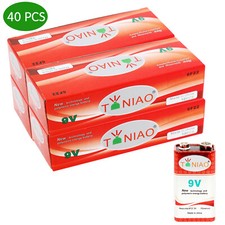 40 PCS 9V 6F22 9 Volts Battery Heavy Duty Zinc Carbon 0 Mercury Free Shipping