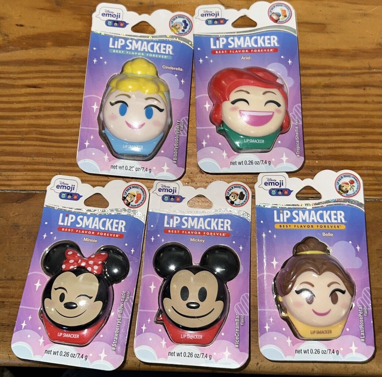 Set Of 5 Disney Tsum Tsum Lip Smacker Emoji Mickey Minnie 