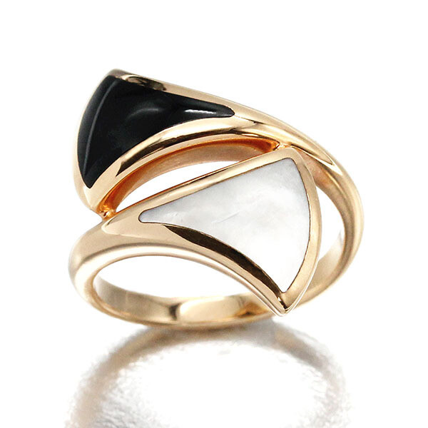 T①★　BVLGARI　オニキス　K18 BVLGARI diva dream Ring K18PG/Onyx/Shell K18 US:#6~6.25