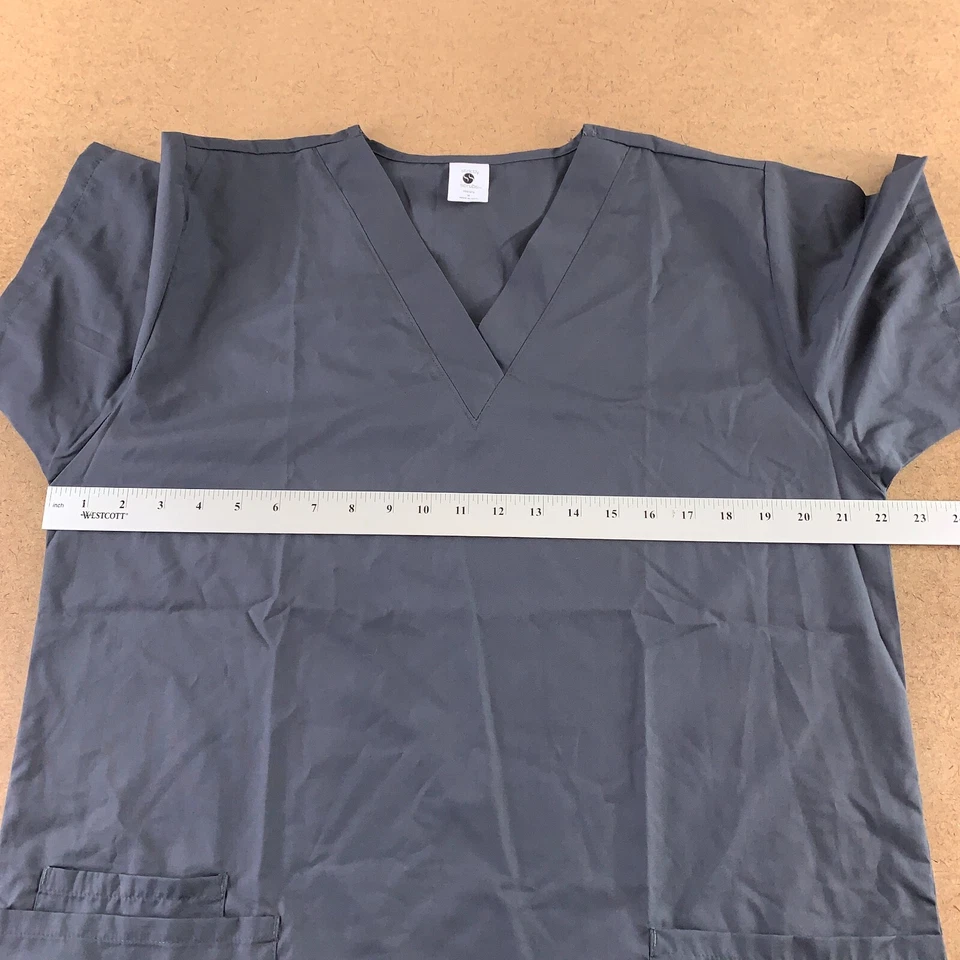 Nueva Blusa Médica Estrictamente Exfoliante Unisex Talla Mediana Grafito 2 Bolsillos Cuello en V Foto 4 de 4