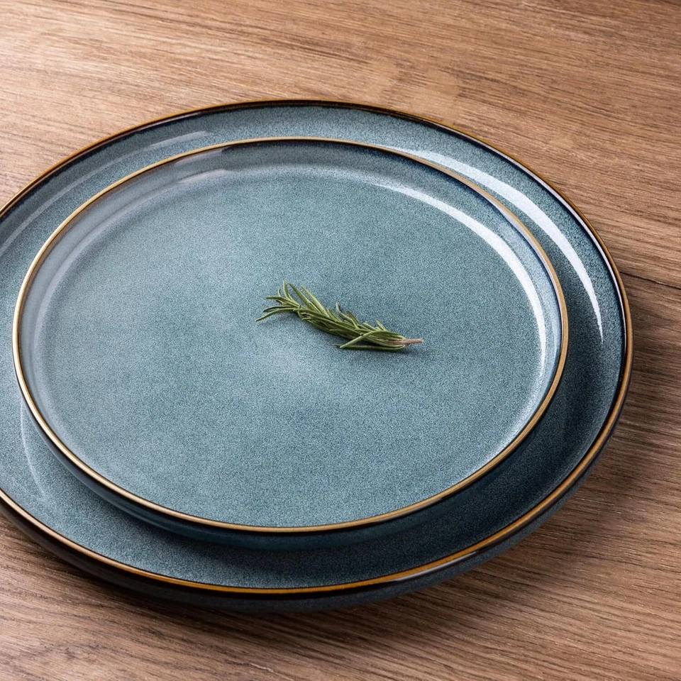 Juegos de vajilla de cerámica para juegos de platos y cuencos de gres de 4, 12 piezas Foto 2 de 4